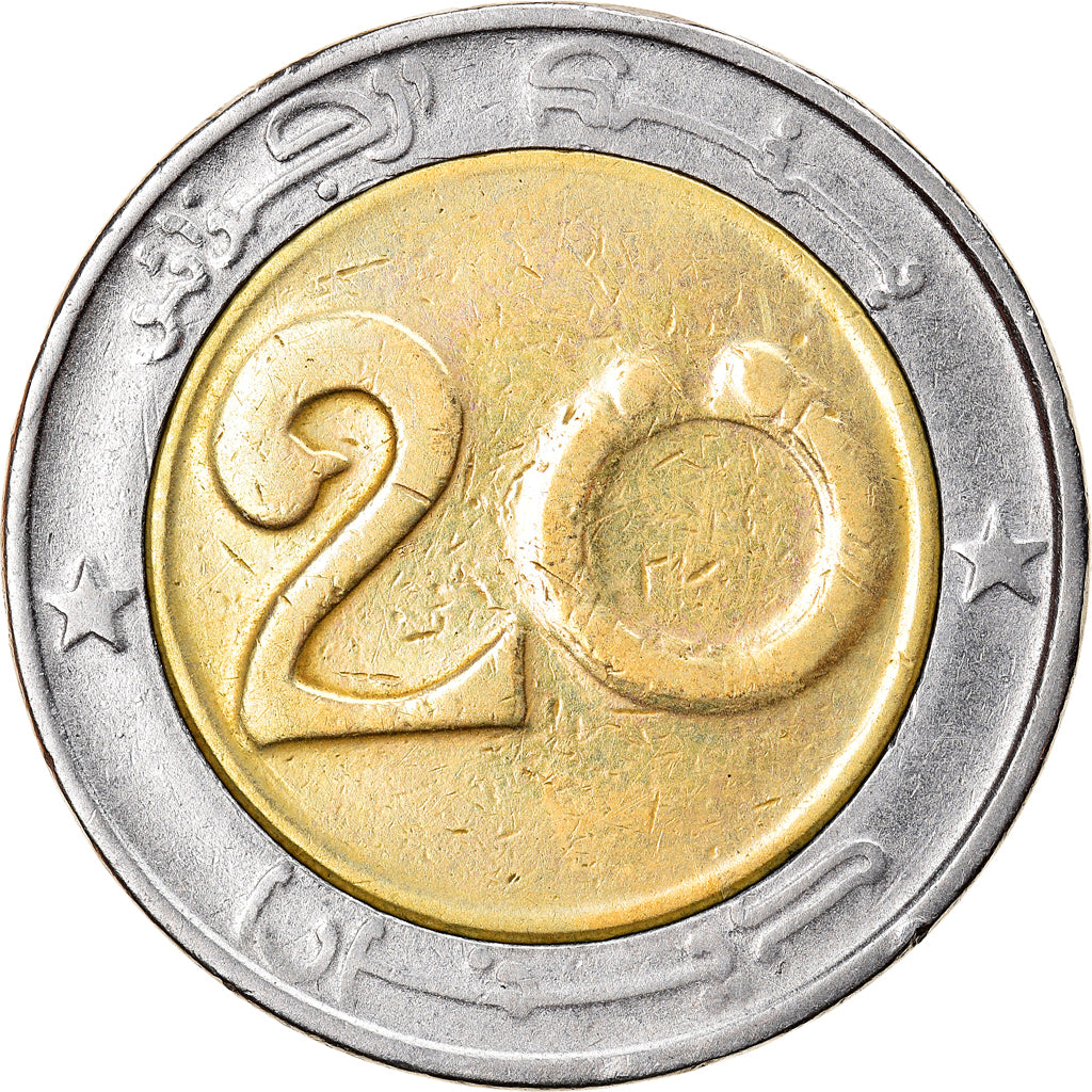 Monnaie, Algeria, 20 Dinars, 1992/AH1413, Algiers, TB+, Bi-Metallic, KM:125