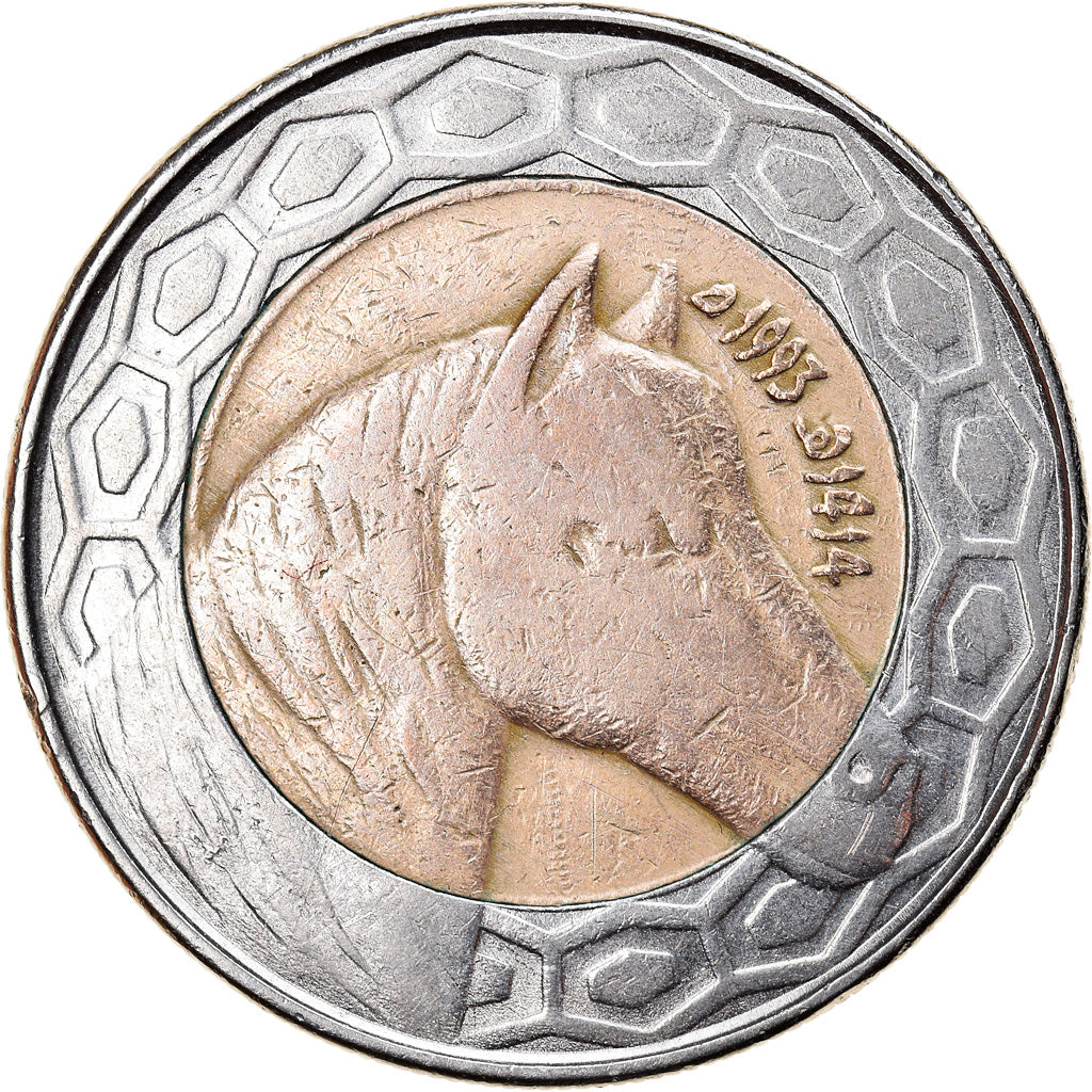 Monnaie, Algeria, 100 Dinars, 1993/AH1414, Algiers, TB+, Bi-Metallic, KM:132