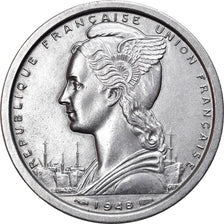 Moneda, San Pedro & Miquelón, 2 Francs, 1948, Paris, EBC, Aluminio, KM:2