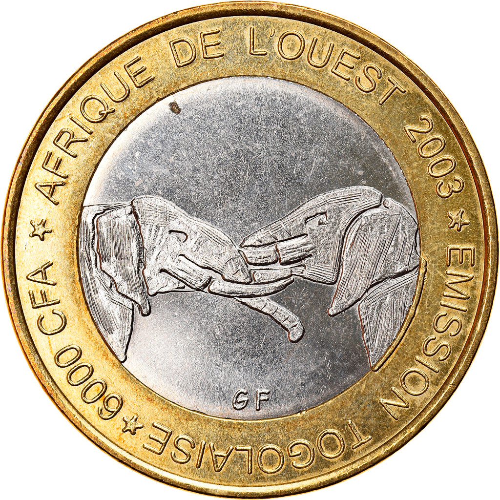 Monnaie, Togo, 6000 CFA Francs-4 Africa, 2003, SPL, Bi-Metallic, KM:20