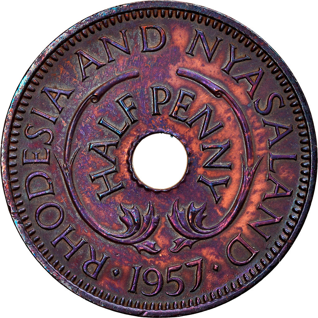 Coin, Rhodesia and Nyasaland, Elizabeth II, 1/2 Penny, 1957, British Royal Mint