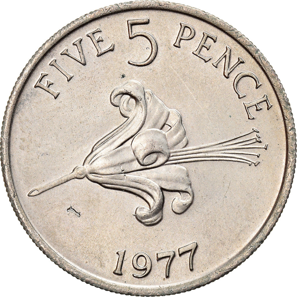 Moneta, Guernsey, Elizabeth II, 5 Pence, 1977, SPL-, Rame-nichel, KM:29