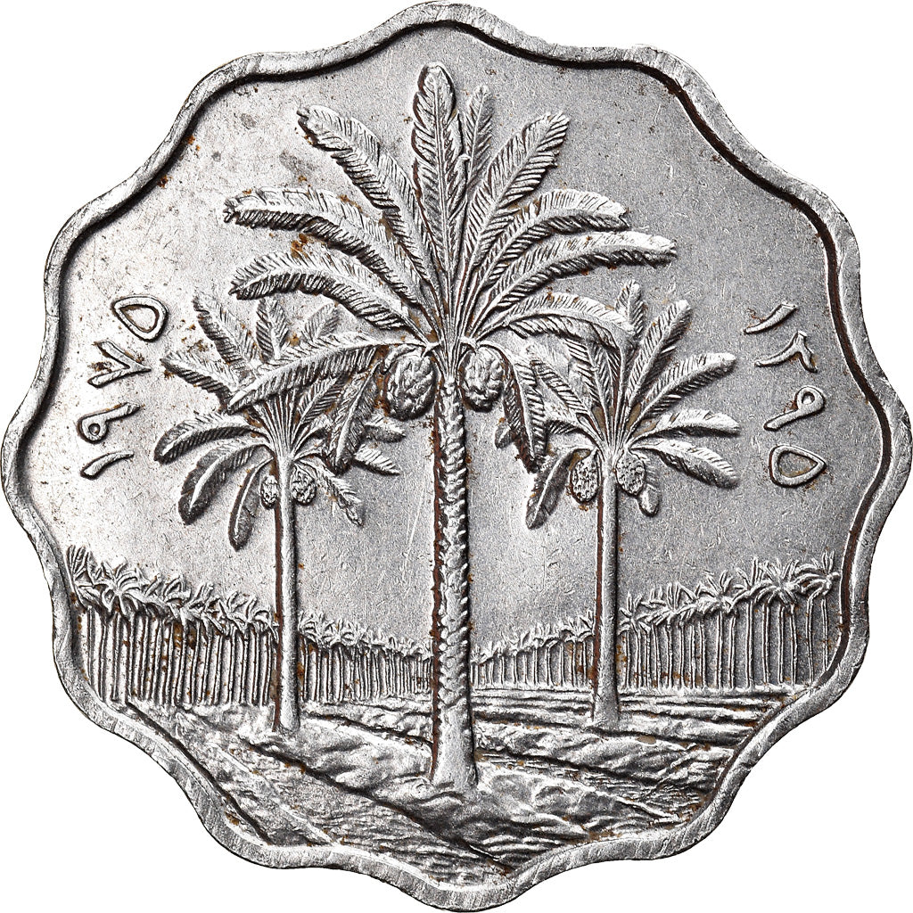 Munten, Irak, 10 Fils, 1975/AH1395, PR, Stainless Steel, KM:126a