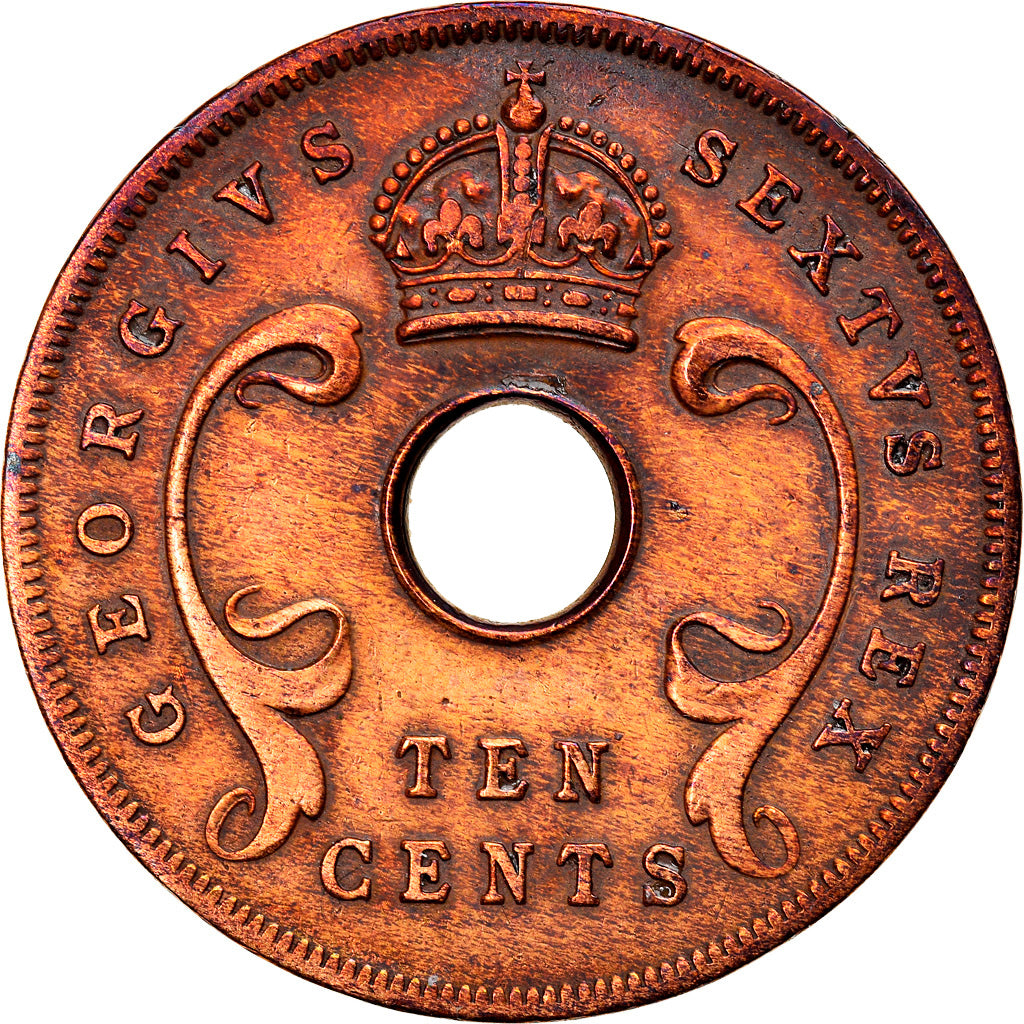 Münze, EAST AFRICA, George VI, 10 Cents, 1951, SS, Bronze, KM:34