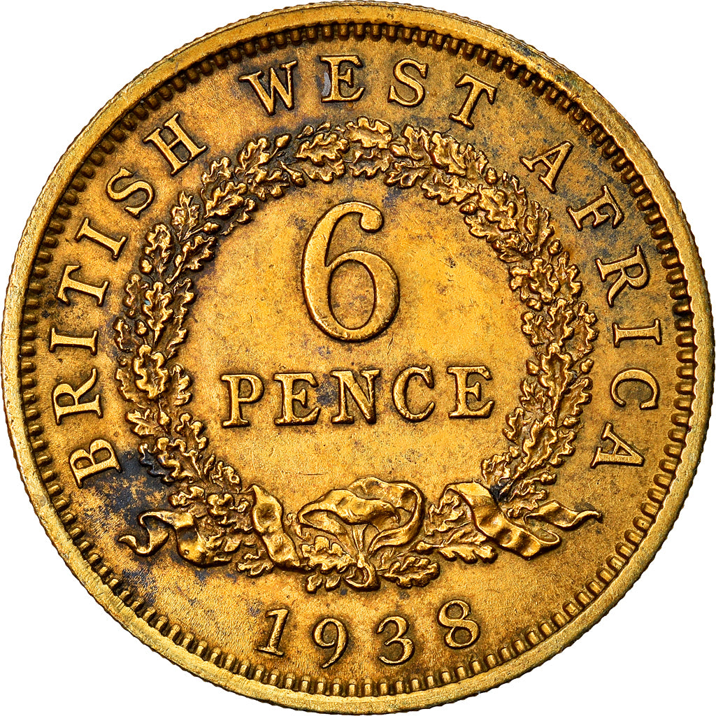Münze, BRITISH WEST AFRICA, George VI, 6 Pence, 1938, SS+, Nickel-brass, KM:22