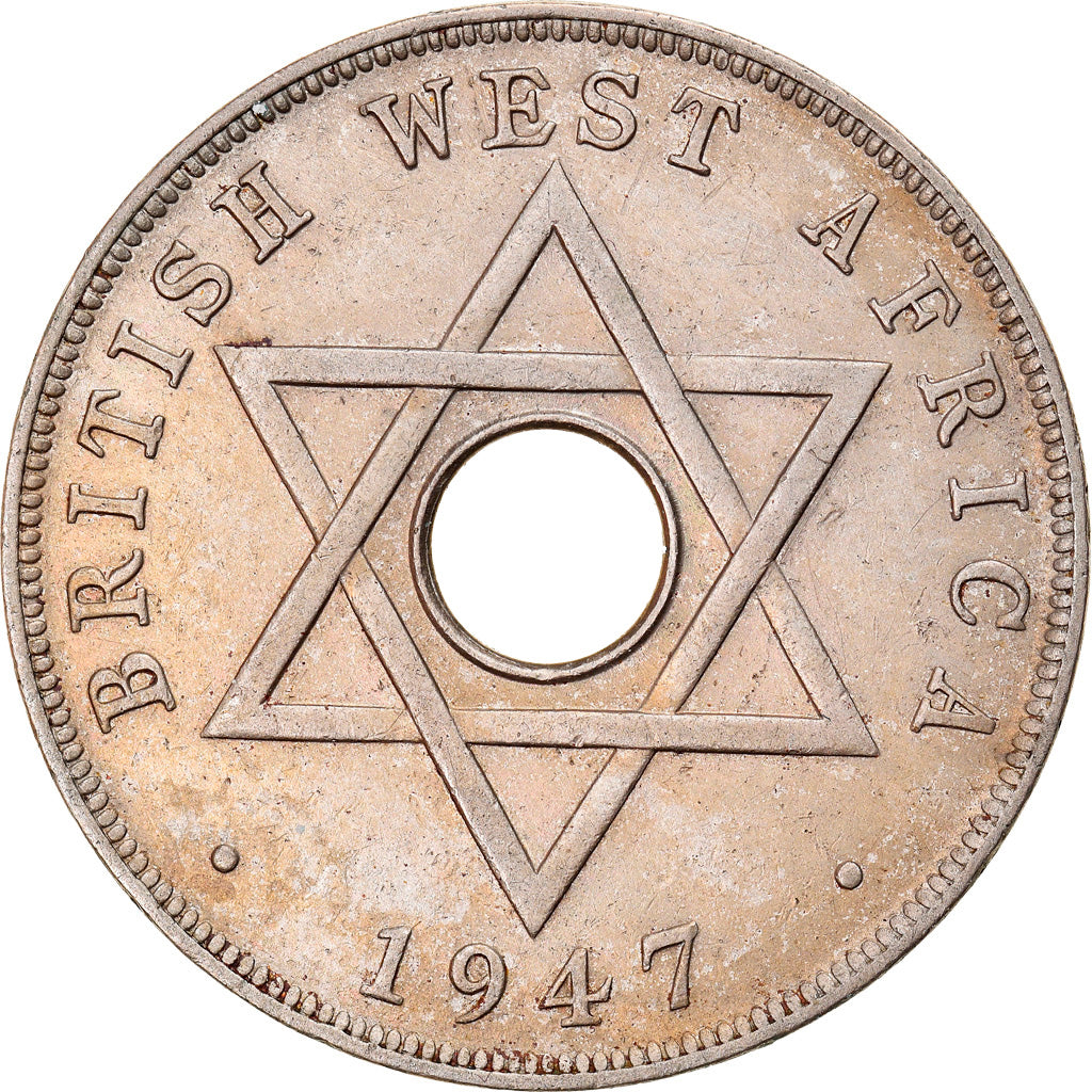 Coin, BRITISH WEST AFRICA, George VI, Penny, 1947, Heaton, AU(50-53)