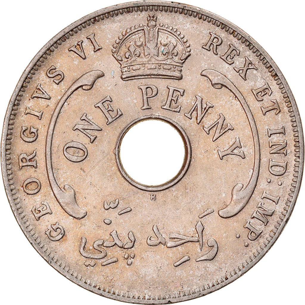 Coin, BRITISH WEST AFRICA, George VI, Penny, 1947, Heaton, AU(50-53)