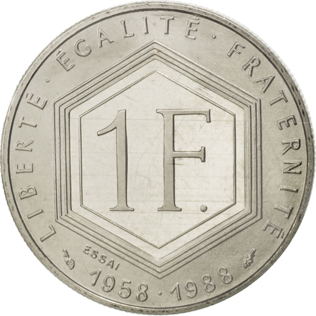 FRANCE, Franc, 1988, KM #E138, MS(65-70), Nickel, Gadoury #475, 6.00