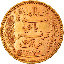 Monnaie, Tunisie, Muhammad al-Hadi Bey, 20 Francs, 1904, Paris, TTB+, Or, KM:234