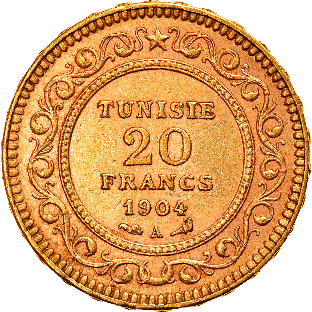 Monnaie, Tunisie, Muhammad al-Hadi Bey, 20 Francs, 1904, Paris, TTB+, Or, KM:234