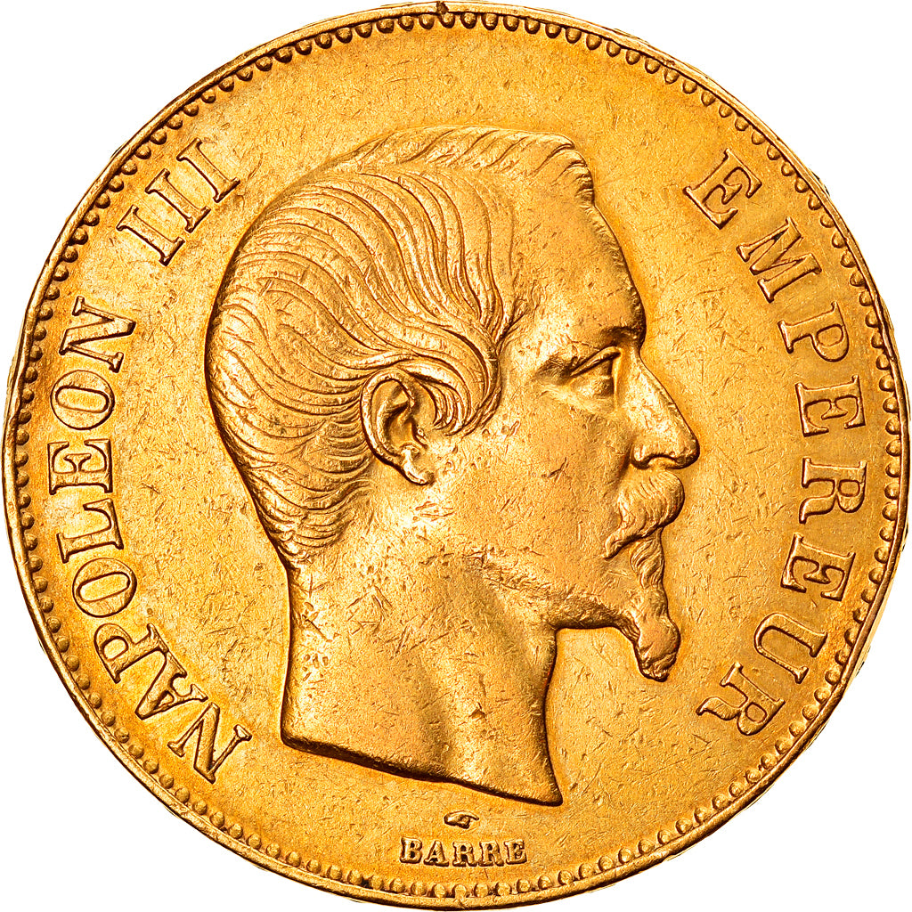 Moneta, Francja, Napoleon III, 100 Francs, 1857, Paris, EF(40-45), Złoto