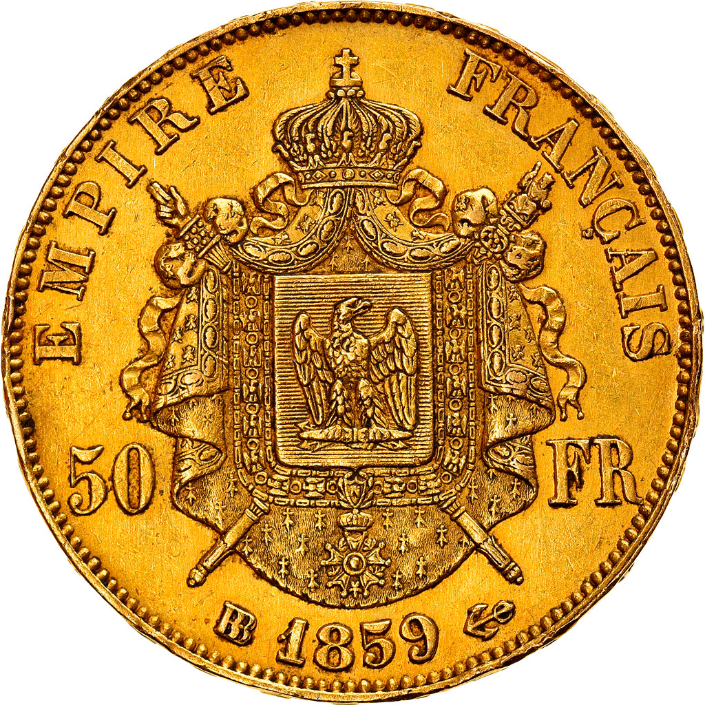 Münze, Frankreich, Napoleon III, 50 Francs, 1859, Strasbourg, SS, Gold