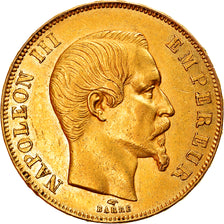 Moeda, França, Napoleon III, 50 Francs, 1858, Paris, EF(40-45), Dourado