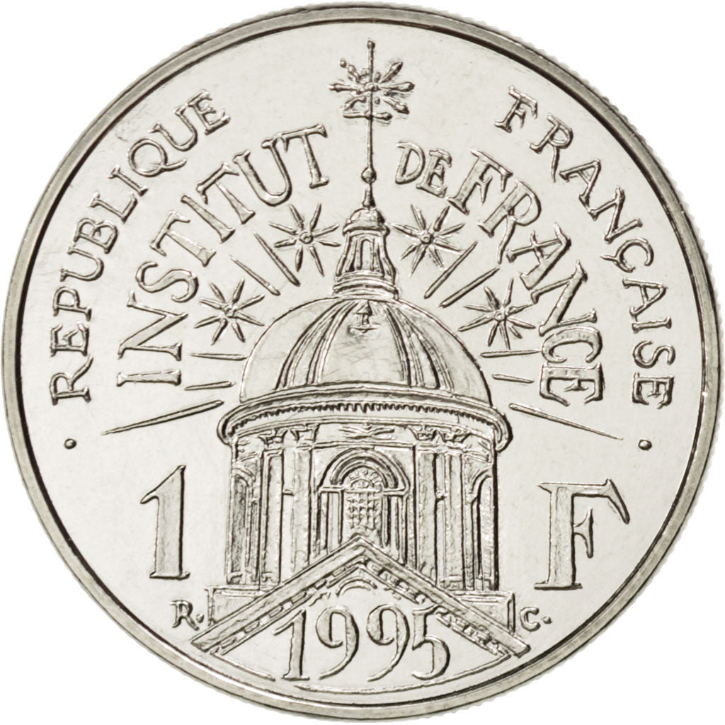 FRANCE, Institut, Franc, 1995, KM #1133, MS(63), Nickel, 24, Gadoury #480, 6.00