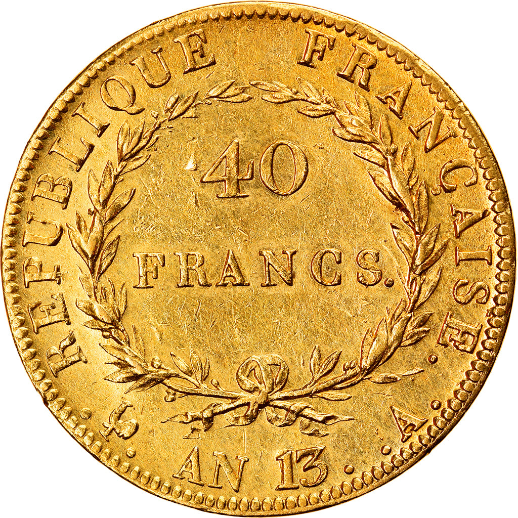 Moneta, Francja, Napoleon I, 40 Francs, AN 13, Paris, AU(50-53), Złoto