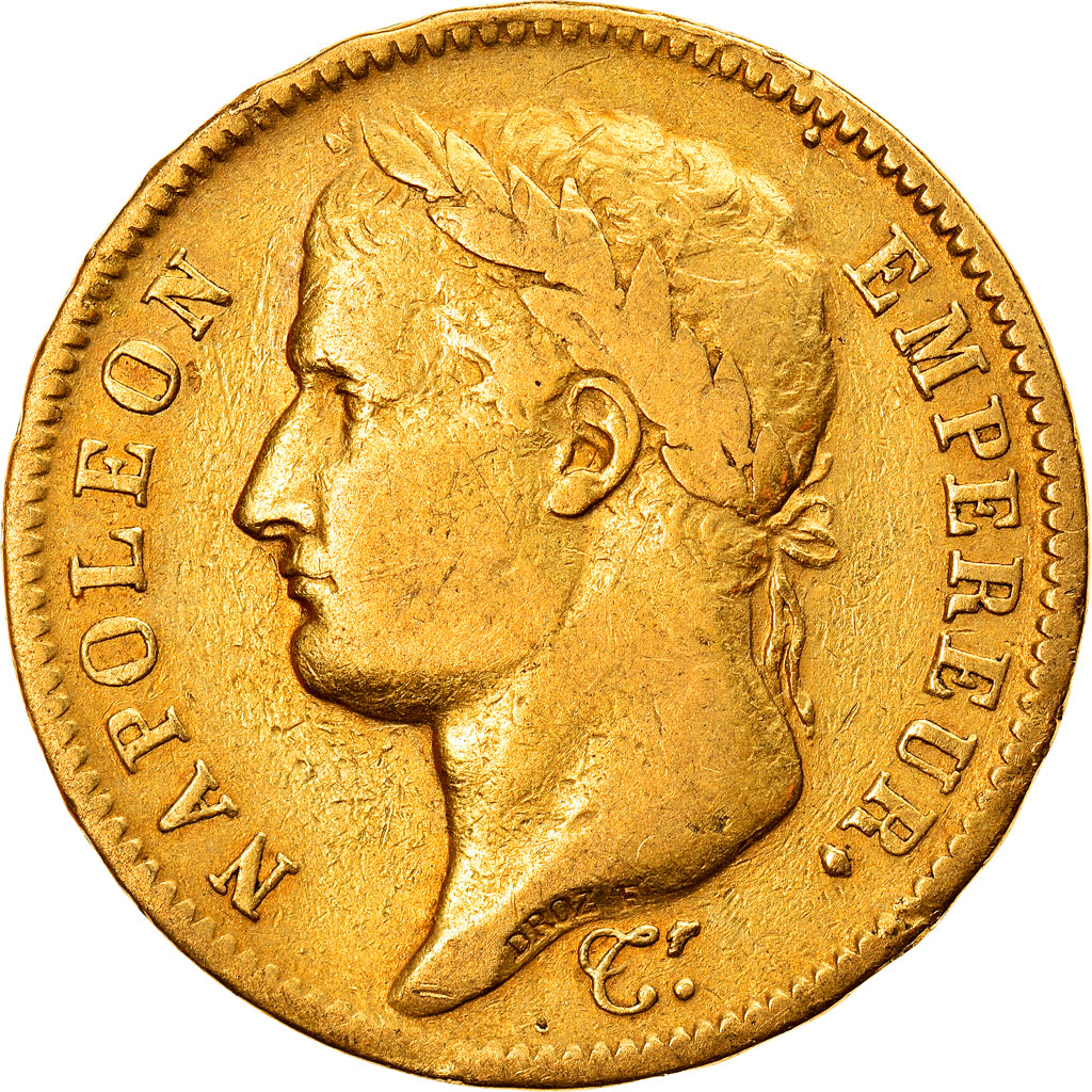 Moneta, Francia, Napoléon I, 40 Francs, 1811, Paris, MB+, Oro, KM:696.1