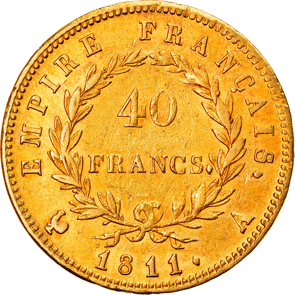 Moeda, França, Napoléon I, 40 Francs, 1811, Paris, EF(40-45), Dourado