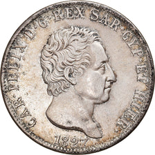 Munten, Italiaanse staten, SARDINIA, Carlo Felice, 5 Lire, 1827, Genoa, PR+