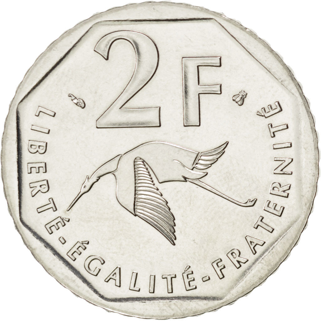 FRANCE, Guynemer, 2 Francs, 1997, KM #1187, MS(63), Nickel, 26.5, Gadoury #550,.