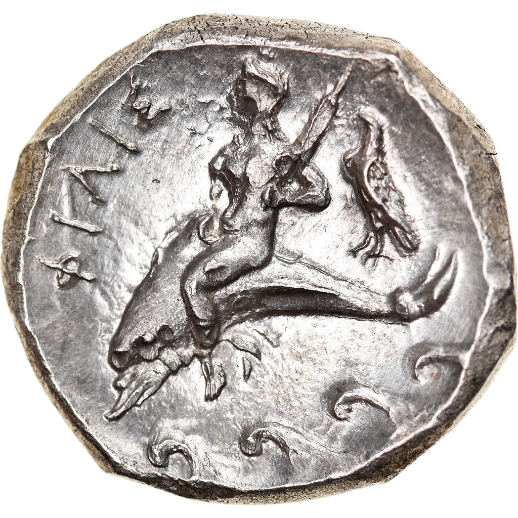 Coin, Calabria, Tarentum, Didrachm, 332-302 BC, MS(60-62), Silver, HN Italy:933