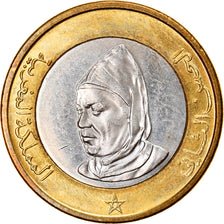 Coin, Morocco, al-Hassan II, 10 Dirhams, 1995/AH1415, AU(55-58), Bi-Metallic