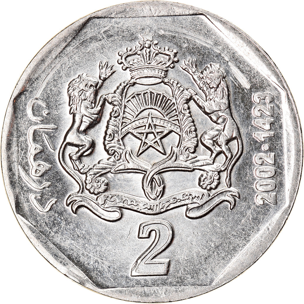 Moneta, Marocco, Mohammed VI, 2 Dirhams, 2002/AH1423, SPL-, Rame-nichel, KM:118