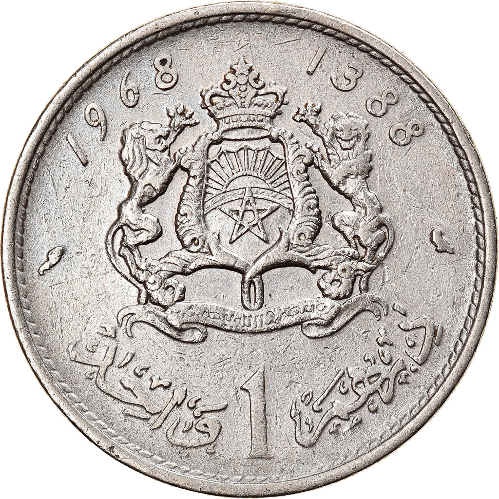 Monnaie, Maroc, al-Hassan II, Dirham, 1968/AH1388, Paris, TTB, Nickel, KM:56