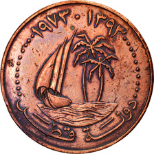 Coin, Qatar, Hamad bin Khalifa, 10 Dirhams, 1973/AH1393, EF(40-45), Bronze, KM:1