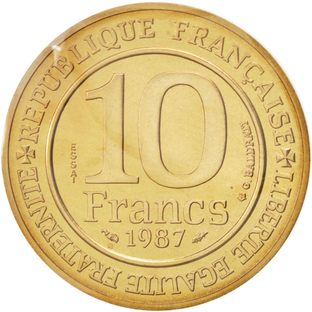 FRANCE, 10 Francs, 1987, KM #E136, MS(65-70), Nickel-Bronze, Gadoury #820, 10.00