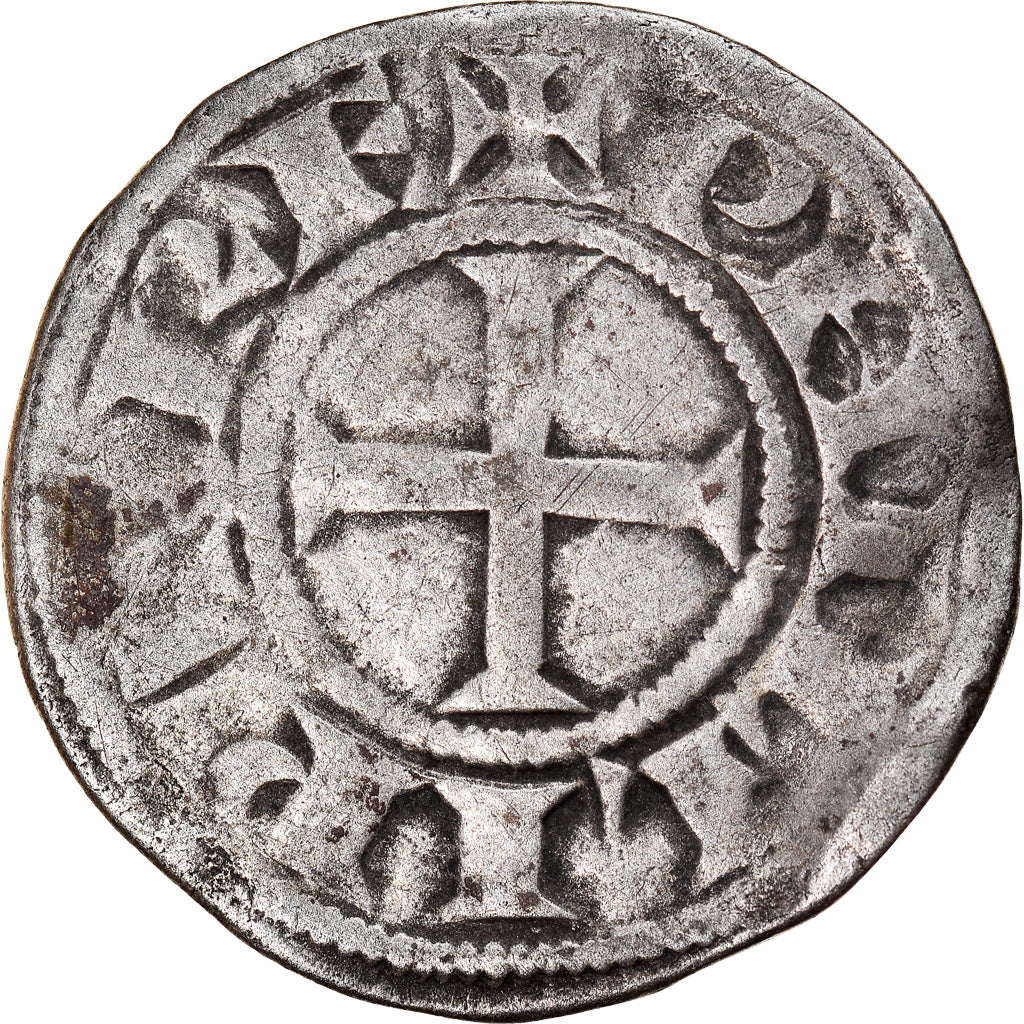 Moneta, Francia, Philip II, Denier Tournois, Saint-Martin de Tours, MB+