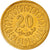 Moneda, Túnez, 20 Millim, 1996/AH1416, MBC+, Latón, KM:307