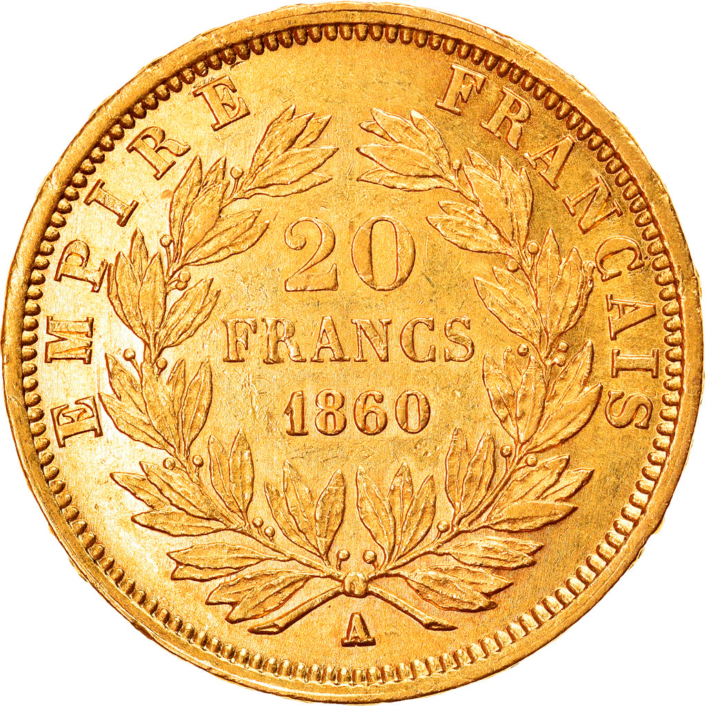 Münze, Frankreich, Napoleon III, 20 Francs, 1860, Paris, SS+, Gold, KM:781.1