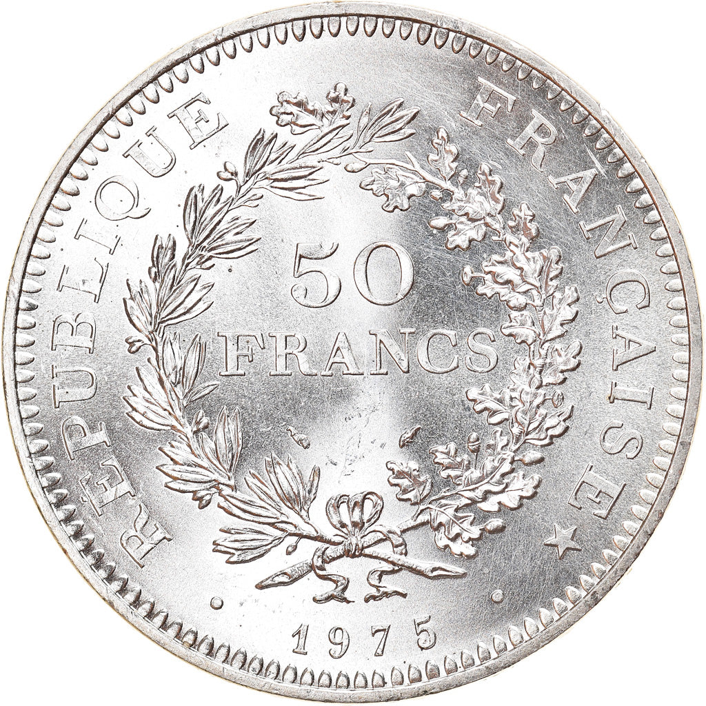 Coin, France, Hercule, 50 Francs, 1975, Paris, MS(63), Silver, KM:941.1
