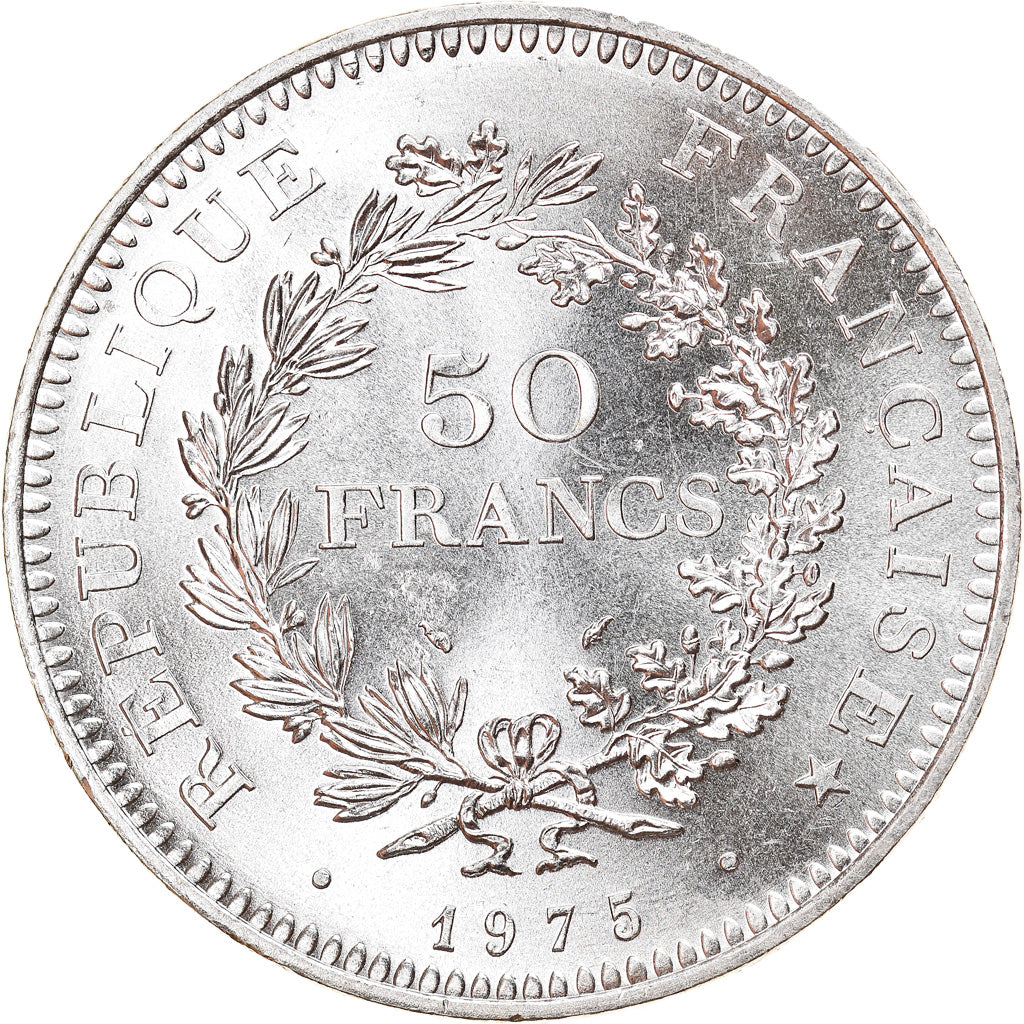 Coin, France, Hercule, 50 Francs, 1975, Paris, MS(64), Silver, KM:941.1