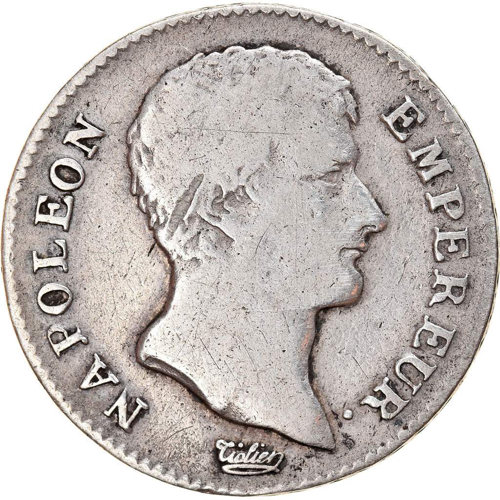 Moeda, França, Napoléon I, Franc, AN 13, Paris, VF(20-25), Prata, KM:656.1