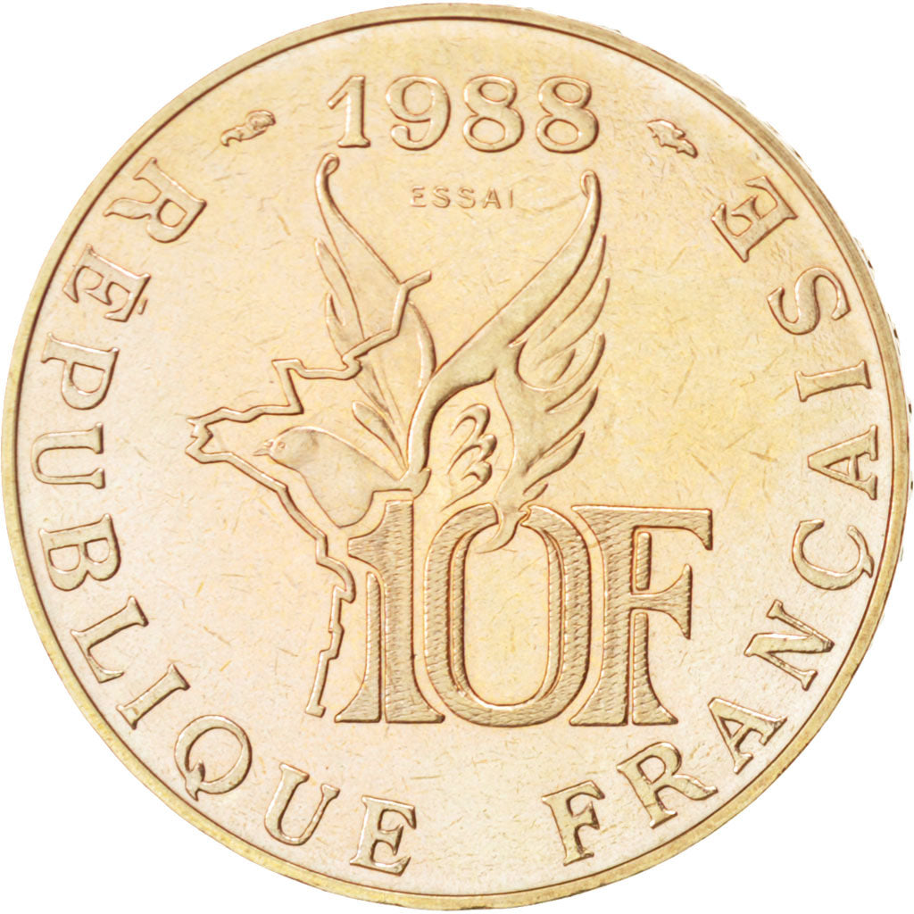 FRANCE, 10 Francs, 1988, KM #E139, MS(63), Aluminum-Bronze, Gadoury #821, 10.01