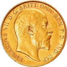 Moeda, Grã-Bretanha, Edward VII, 1/2 Sovereign, 1910, AU(50-53), Dourado