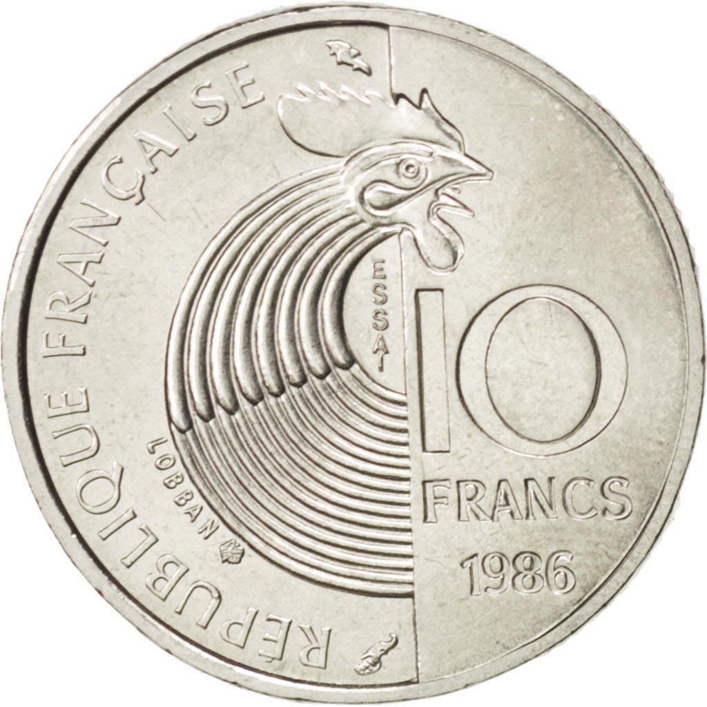 FRANCE, 10 Francs, 1986, KM #E134, MS(63), Nickel, Gadoury #825, 6.50