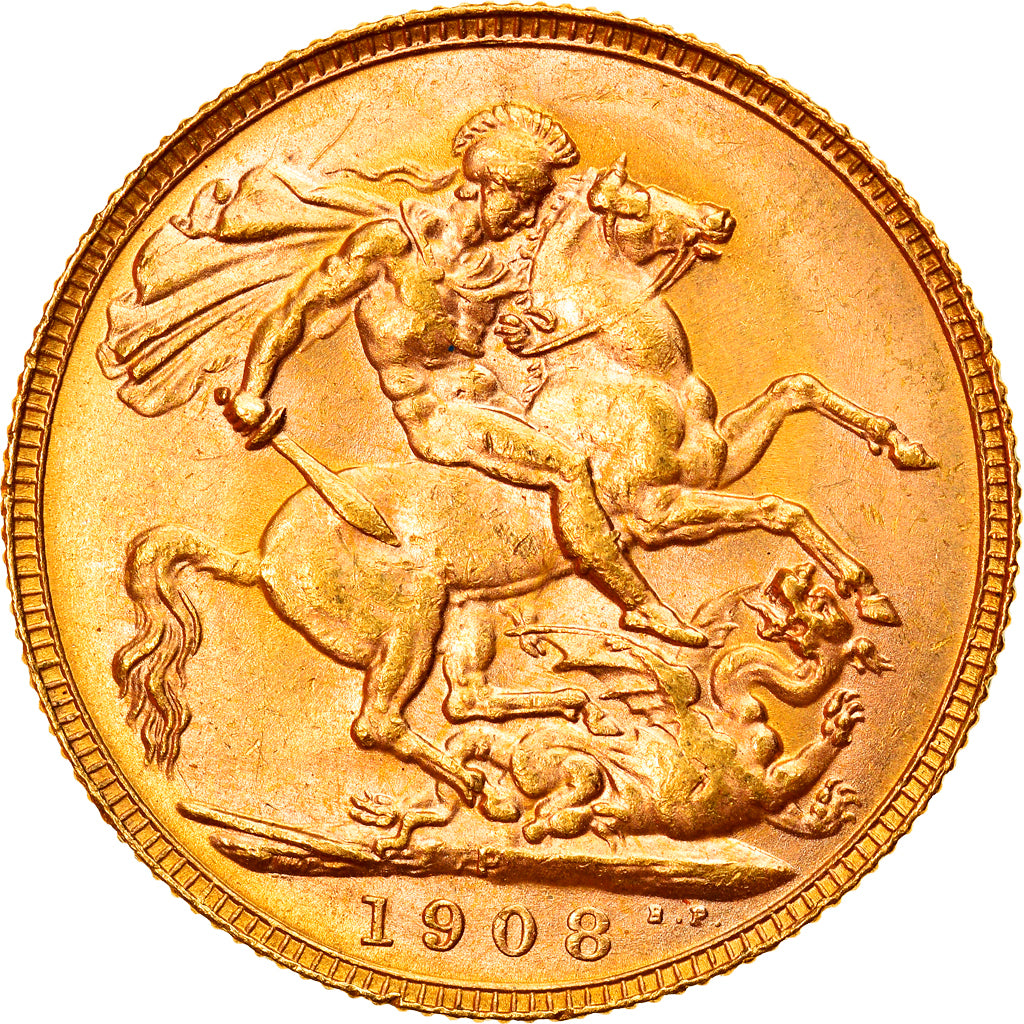 Coin, Australia, Edward VII, Sovereign, 1908, Perth, MS(60-62), Gold, KM:15