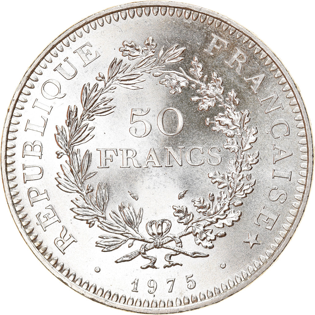 Coin, France, Hercule, 50 Francs, 1975, Paris, MS(64), Silver, KM:941.1