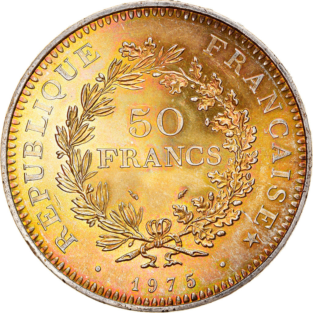 Monnaie, France, Hercule, 50 Francs, 1975, Paris, Patine irisée, SPL, Argent