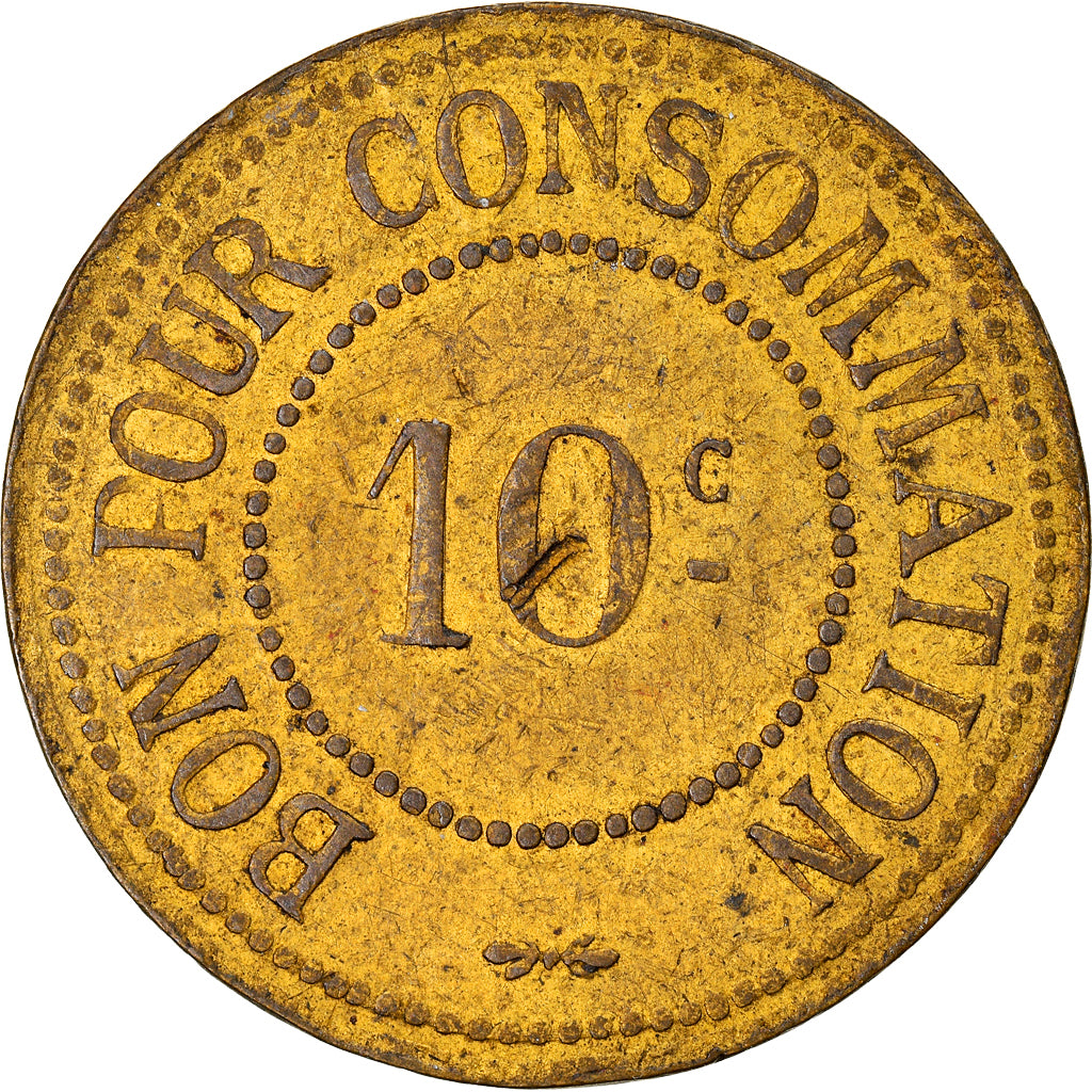 Moneta, Francia, D.J. Bon pour Consommation, 10 Centimes, BB, Ottone