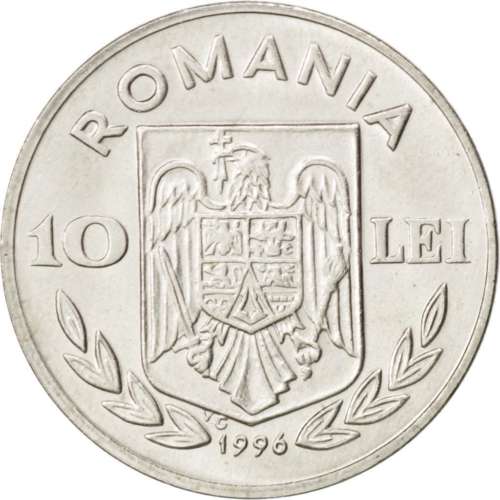 Coin, Romania, 10 Lei, 1996, MS(63), Nickel plated steel, KM:121
