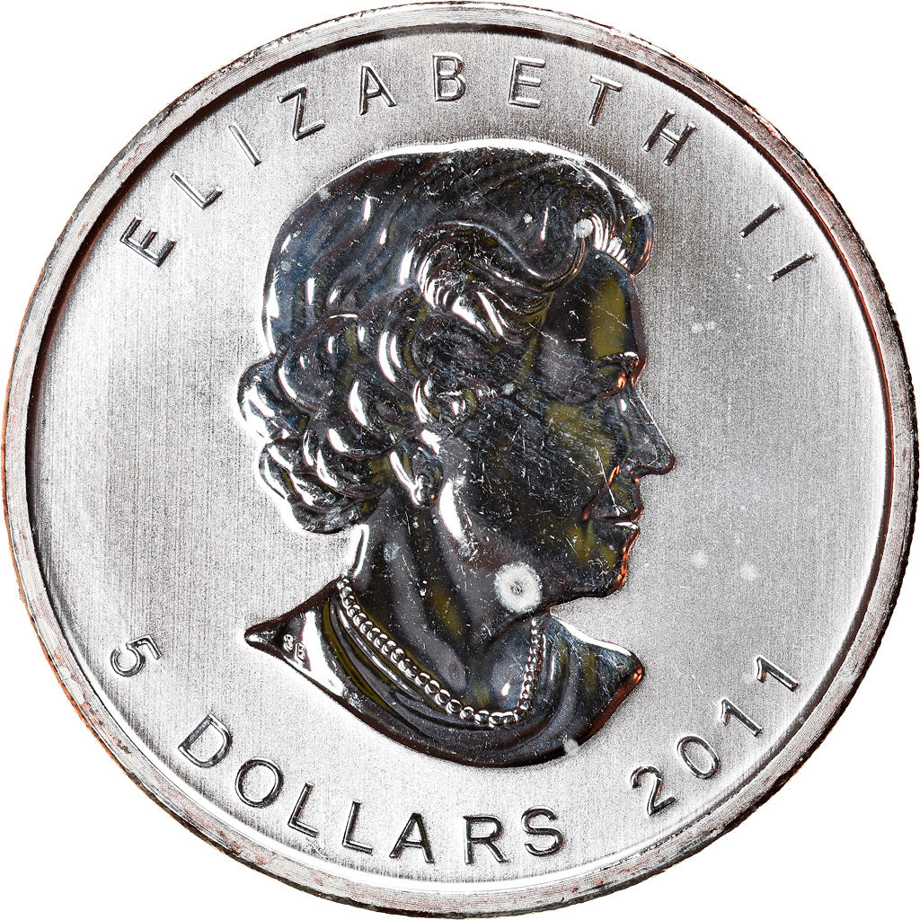 Monnaie, Canada, Elizabeth II, Maple Leaf, 5 Dollars, 2011, 1 Oz, SPL, Argent