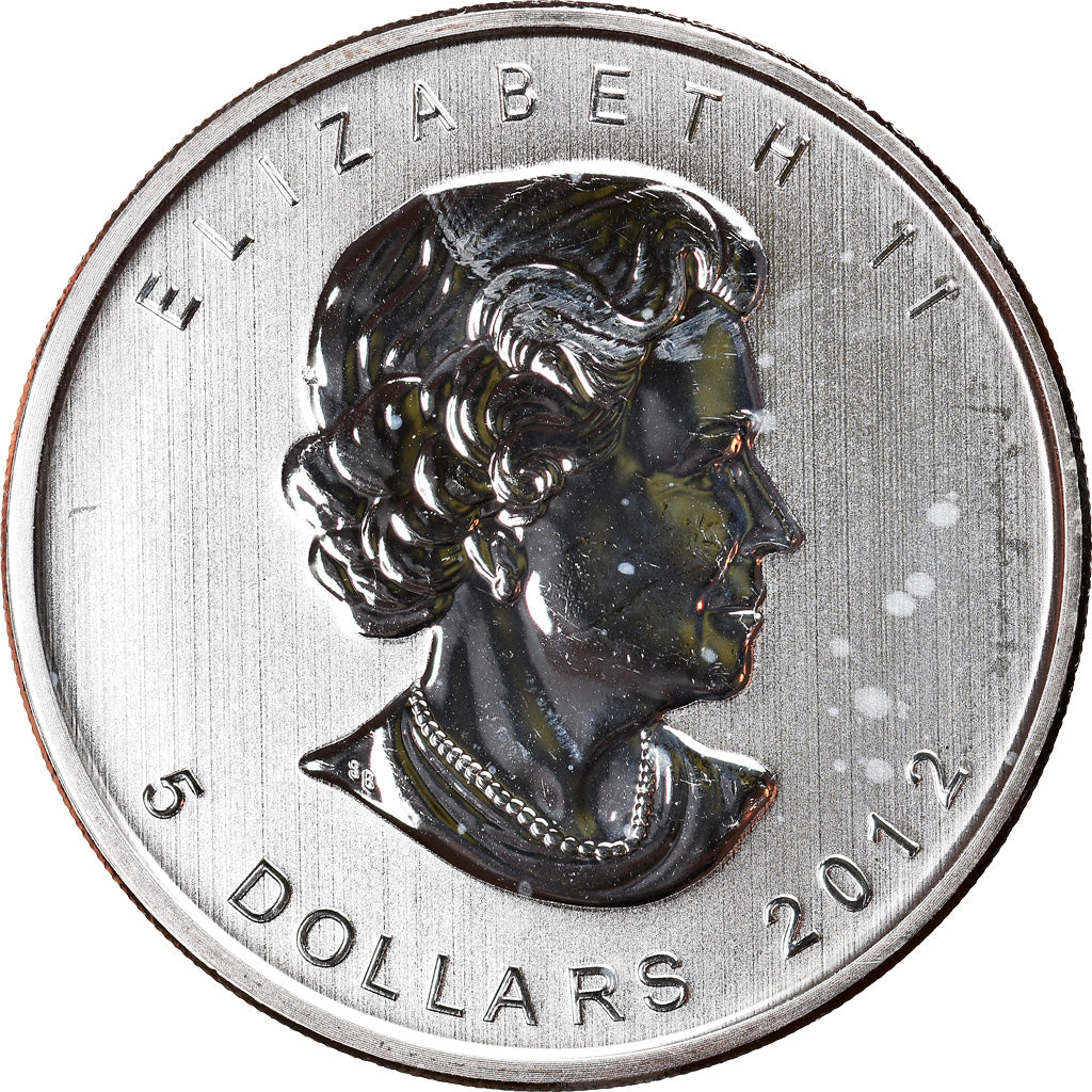 Coin, Canada, Elizabeth II, Maple Leaf, 5 Dollars, 2012, 1 Oz, MS(63), Silver