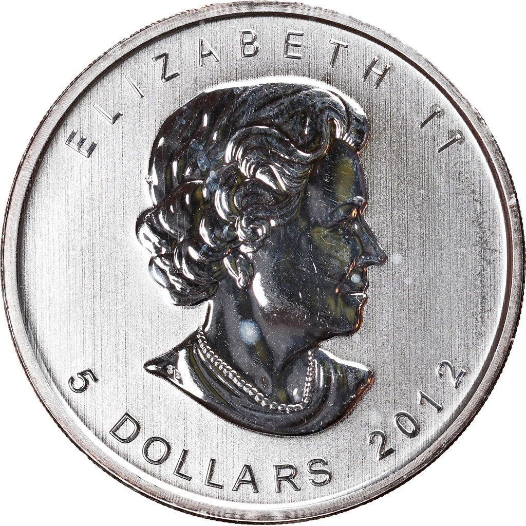 Moneda, Canadá, Elizabeth II, Maple Leaf, 5 Dollars, 2012, 1 Oz, SC, Plata