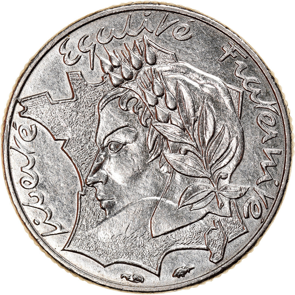 Münze, Frankreich, Jimenez, 10 Francs, 1986, Variety, SS+, Nickel, KM:959