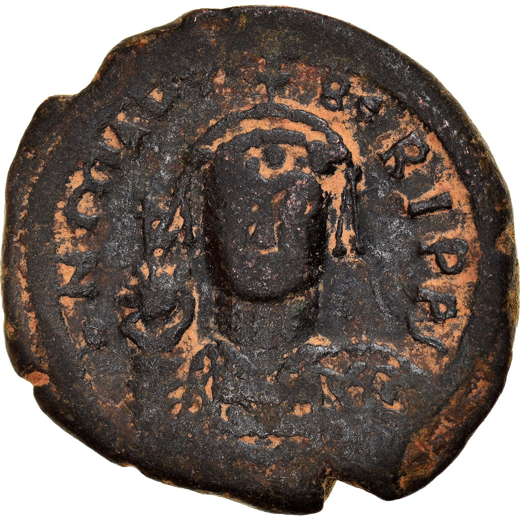 Moneta, Maurice Tiberius, Follis, 588-589, Nicomedia, MB+, Rame, Sear:512