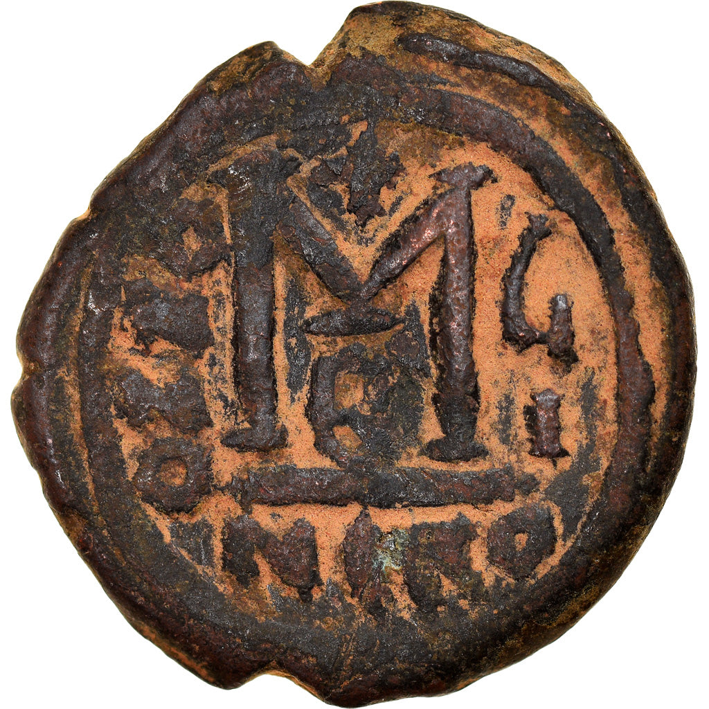 Moneta, Maurice Tiberius, Follis, 588-589, Nicomedia, MB+, Rame, Sear:512