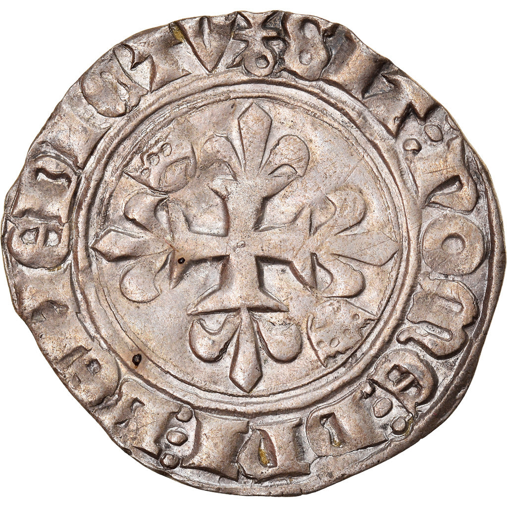 Coin, France, Charles VI, Florette, Paris, AU(55-58), Billon, Duplessy:387A